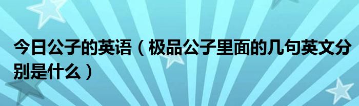 今日公子的英语（极品公子里面的几句英文分别是什么）