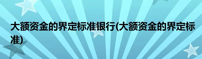 大额资金的界定标准银行(大额资金的界定标准)