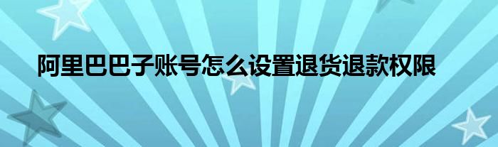 阿里巴巴子账号怎么设置退货退款权限