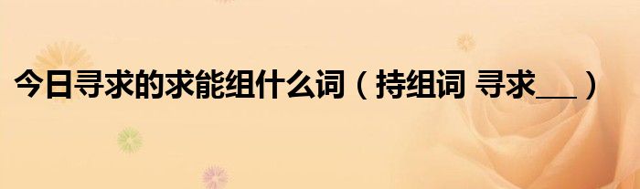 今日寻求的求能组什么词（持组词 寻求___）