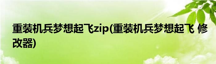 重装机兵梦想起飞zip(重装机兵梦想起飞 修改器)