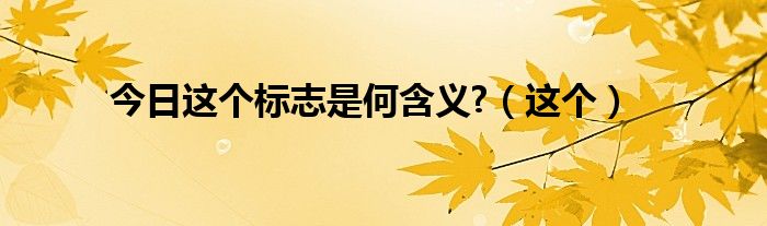 今日这个标志是何含义?（这个）