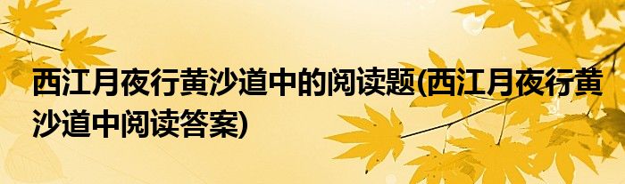 西江月夜行黄沙道中的阅读题(西江月夜行黄沙道中阅读答案)