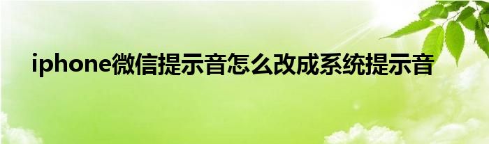 iphone微信提示音怎么改成系统提示音