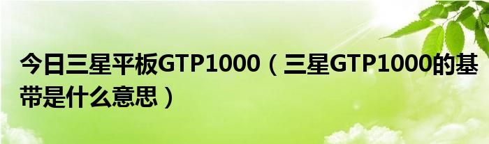 今日三星平板GTP1000（三星GTP1000的基带是什么意思）