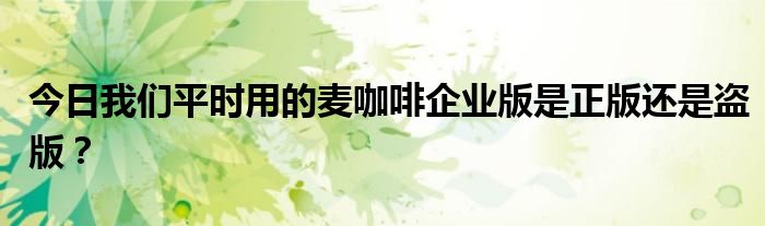 今日我们平时用的麦咖啡企业版是正版还是盗版？