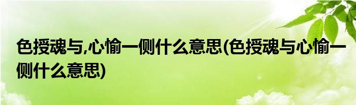 色授魂与,心愉一侧什么意思(色授魂与心愉一侧什么意思)