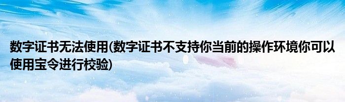 数字证书无法使用(数字证书不支持你当前的操作环境你可以使用宝令进行校验)