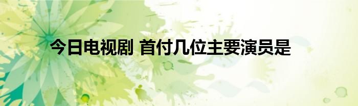 今日电视剧 首付几位主要演员是