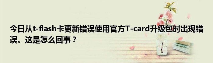 今日从t-flash卡更新错误使用官方T-card升级包时出现错误。这是怎么回事？