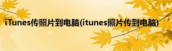 iTunes传照片到电脑(itunes照片传到电脑)