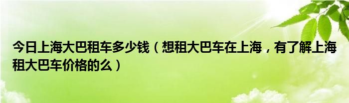 今日上海大巴租车多少钱（想租大巴车在上海，有了解上海租大巴车价格的么）