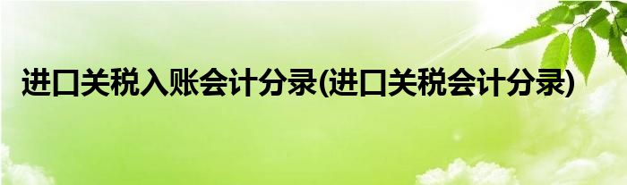 进口关税入账会计分录(进口关税会计分录)