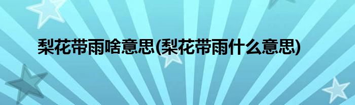 梨花带雨啥意思(梨花带雨什么意思)