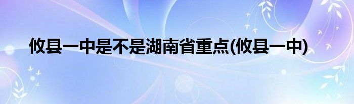 攸县一中是不是湖南省重点(攸县一中)