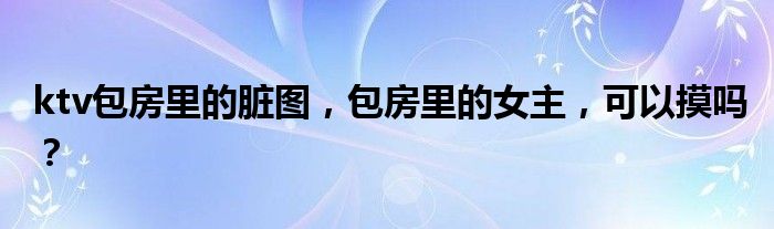 ktv包房里的脏图，包房里的女主，可以摸吗？