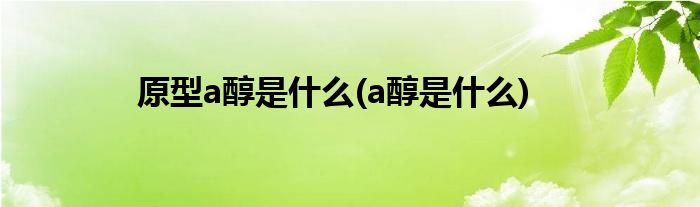 原型a醇是什么(a醇是什么)