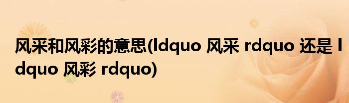 风采和风彩的意思(ldquo 风采 rdquo 还是 ldquo 风彩 rdquo)