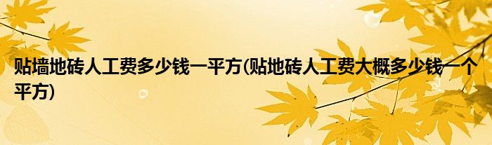 贴墙地砖人工费多少钱一平方(贴地砖人工费大概多少钱一个平方)