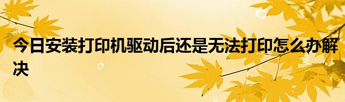 今日安装打印机驱动后还是无法打印怎么办解决