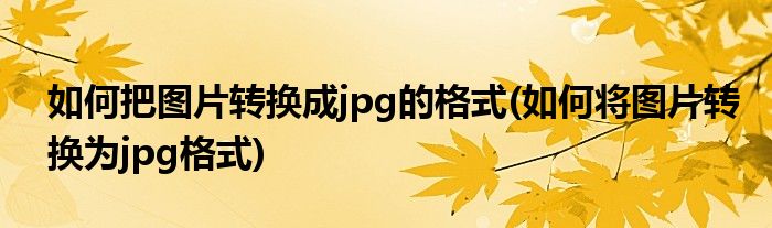 如何把图片转换成jpg的格式(如何将图片转换为jpg格式)