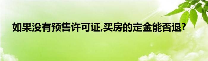 如果没有预售许可证,买房的定金能否退?