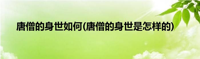 唐僧的身世如何(唐僧的身世是怎样的)