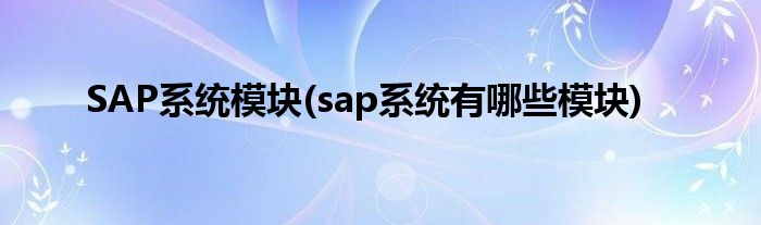 SAP系统模块(sap系统有哪些模块)