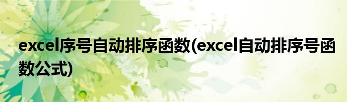 excel序号自动排序函数(excel自动排序号函数公式)