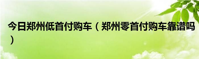 今日郑州低首付购车（郑州零首付购车靠谱吗）