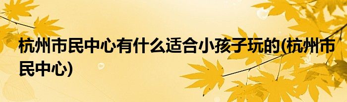 杭州市民中心有什么适合小孩子玩的(杭州市民中心)