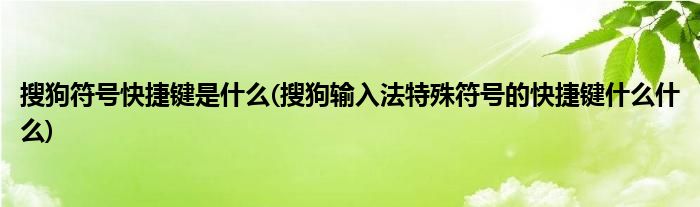 搜狗符号快捷键是什么(搜狗输入法特殊符号的快捷键什么什么)