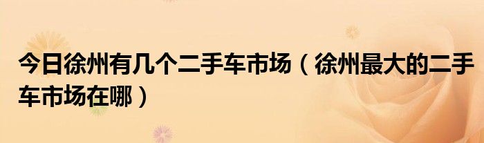 今日徐州有几个二手车市场（徐州最大的二手车市场在哪）