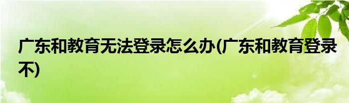 广东和教育无法登录怎么办(广东和教育登录不)