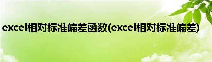 excel相对标准偏差函数(excel相对标准偏差)