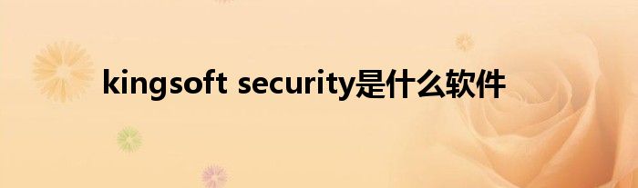 kingsoft security是什么软件