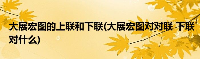 大展宏图的上联和下联(大展宏图对对联 下联对什么)