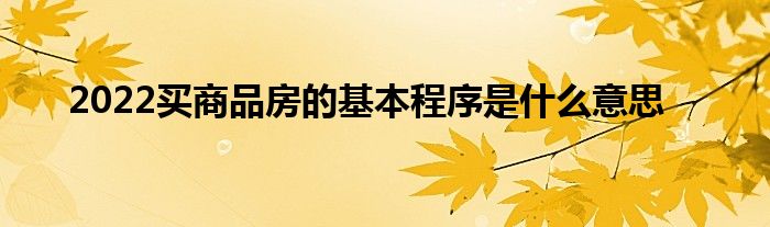 2022买商品房的基本程序是什么意思