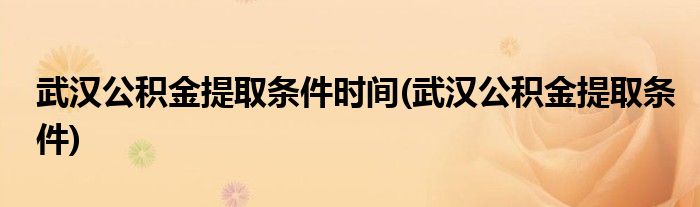 武汉公积金提取条件时间(武汉公积金提取条件)