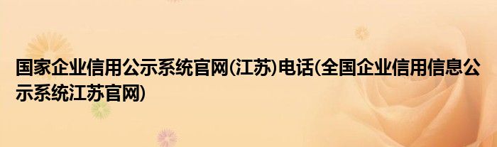 国家企业信用公示系统官网(江苏)电话(全国企业信用信息公示系统江苏官网)