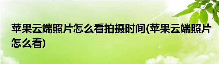 苹果云端照片怎么看拍摄时间(苹果云端照片怎么看)