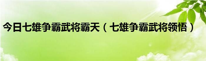 今日七雄争霸武将霸天（七雄争霸武将领悟）