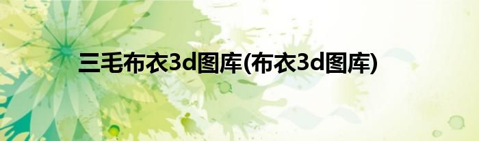 三毛布衣3d图库(布衣3d图库)