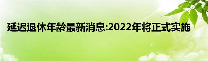 延迟退休年龄最新消息:2022年将正式实施