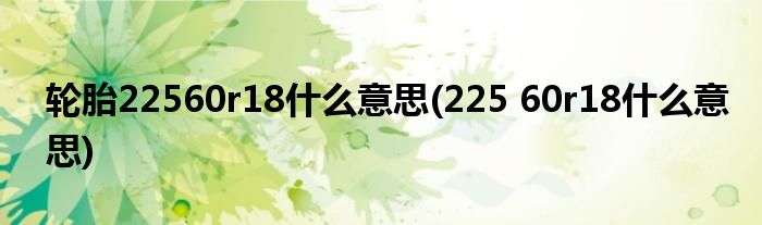 轮胎22560r18什么意思(225 60r18什么意思)