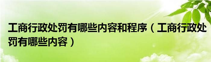 工商行政处罚有哪些内容和程序（工商行政处罚有哪些内容）