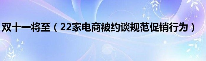 双十一将至（22家电商被约谈规范促销行为）