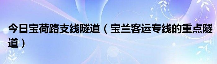 今日宝荷路支线隧道（宝兰客运专线的重点隧道）