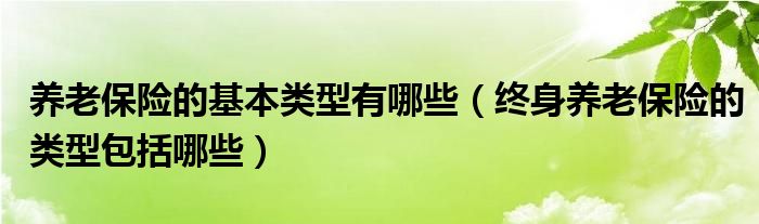 养老保险的基本类型有哪些（终身养老保险的类型包括哪些）