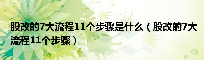 股改的7大流程11个步骤是什么（股改的7大流程11个步骤）